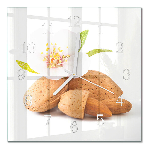 Glass wall clock square Almonds