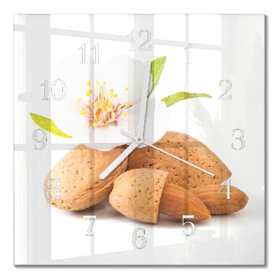 Glass wall clock square Almonds