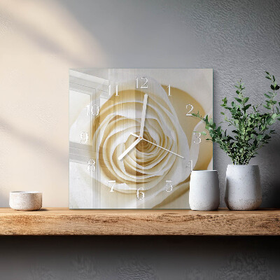Glass clock square Rose