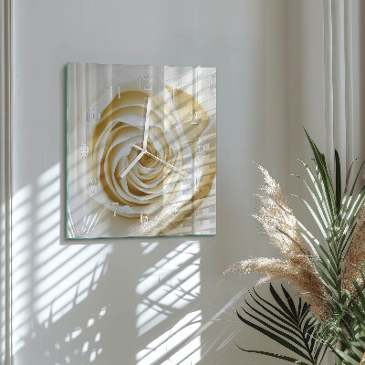 Glass clock square Rose