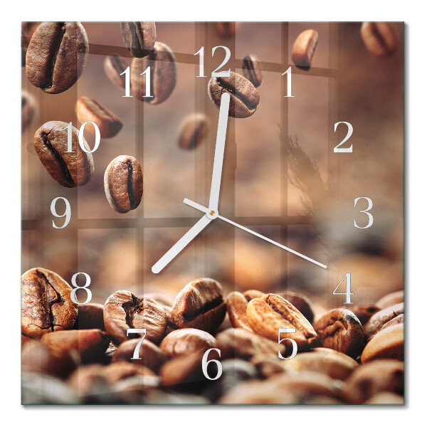 Glass wall clock square Coffee beans