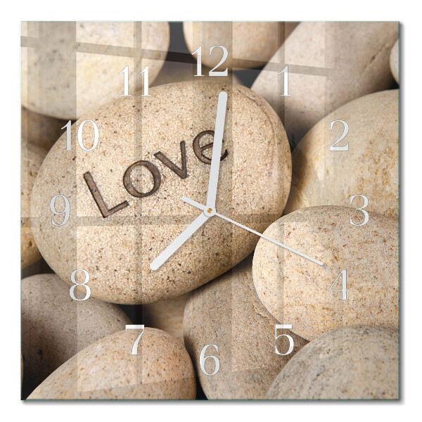 Glass wall clock square Stones