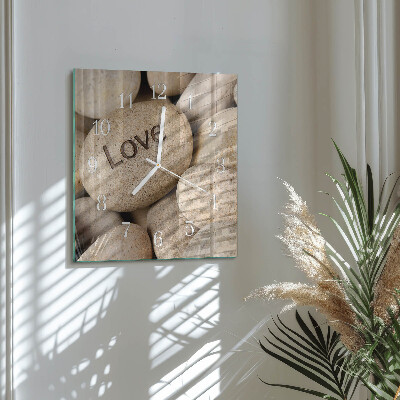Glass wall clock square Stones