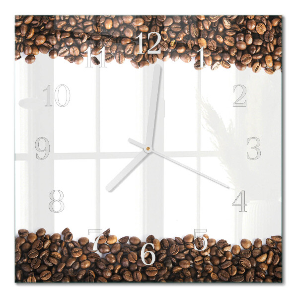 Glass clock square Coffee beans