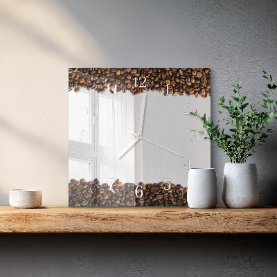 Glass clock square Coffee beans