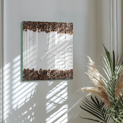 Glass clock square Coffee beans