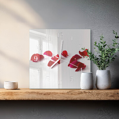 Square wall clock Rose petals