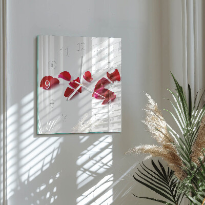 Square wall clock Rose petals