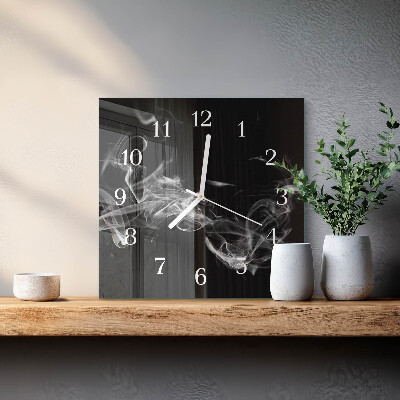 Glass wall clock square Smoke