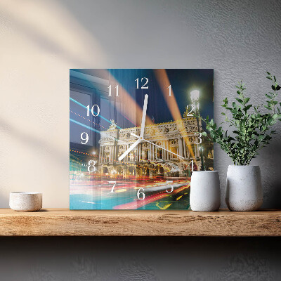 Glass wall clock square Light