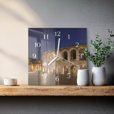 Glass wall clock square Night light