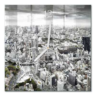 Glass wall clock square City