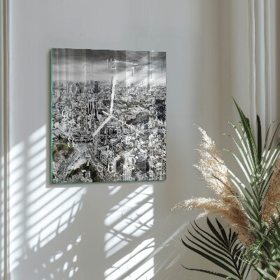 Glass wall clock square City