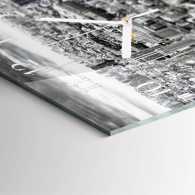 Glass wall clock square City