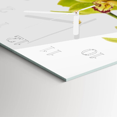 Glass clock square Orchid