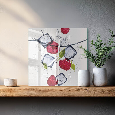 Glass wall clock square Raspberries