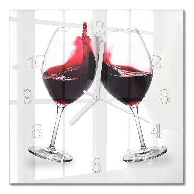 Glass clock square Wine
