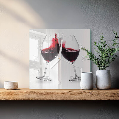 Glass clock square Wine