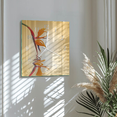 Glass clock square Flower