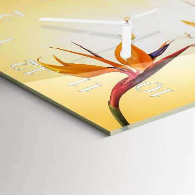 Glass clock square Flower