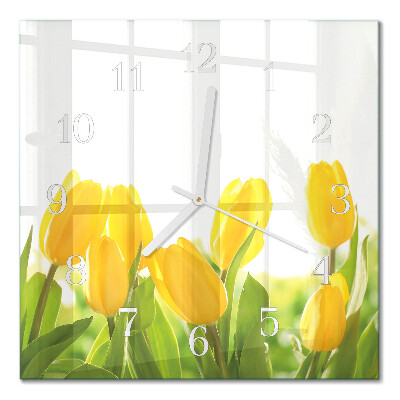 Square wall clock Tulips