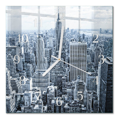 Glass wall clock square City