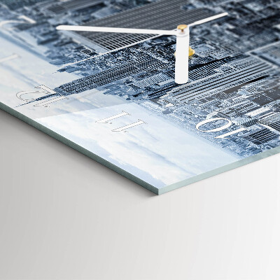 Glass wall clock square City