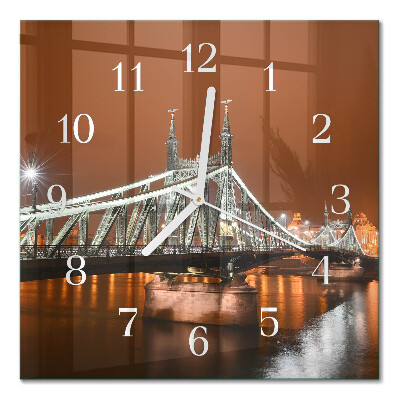 Glass wall clock square Bridge