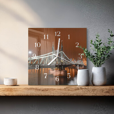 Glass wall clock square Bridge