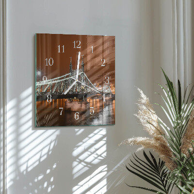 Glass wall clock square Bridge
