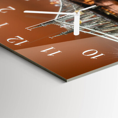 Glass wall clock square Bridge