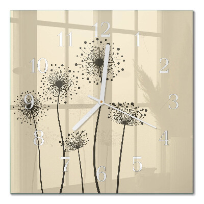 Glass wall clock square Flowers