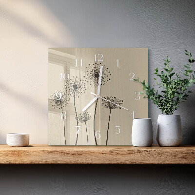Glass wall clock square Flowers