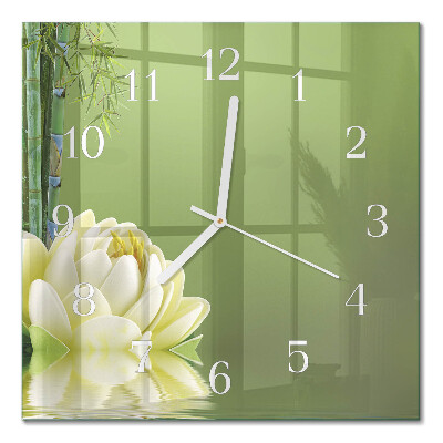 Glass wall clock square Lily