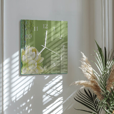 Glass wall clock square Lily