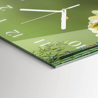 Glass wall clock square Lily