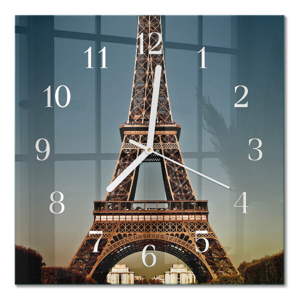 Glass clock square Eiffel tower