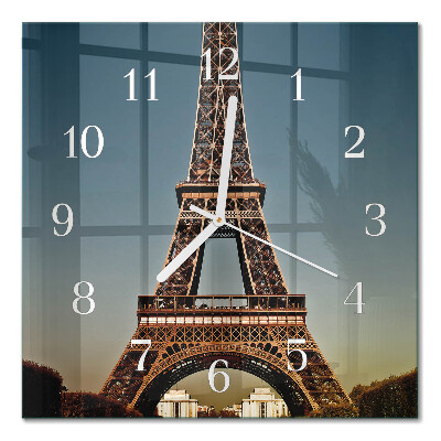 Glass clock square Eiffel tower