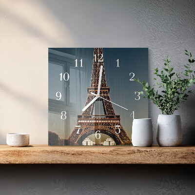 Glass clock square Eiffel tower