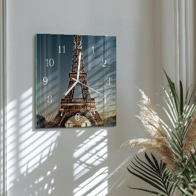 Glass clock square Eiffel tower
