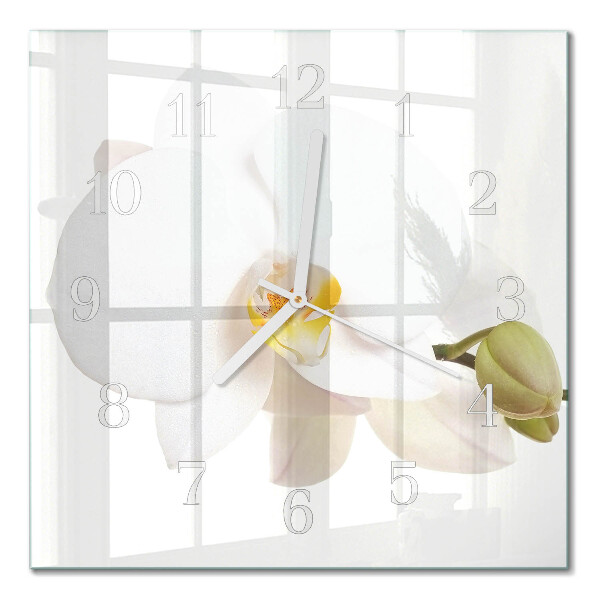 Glass wall clock square Orchid