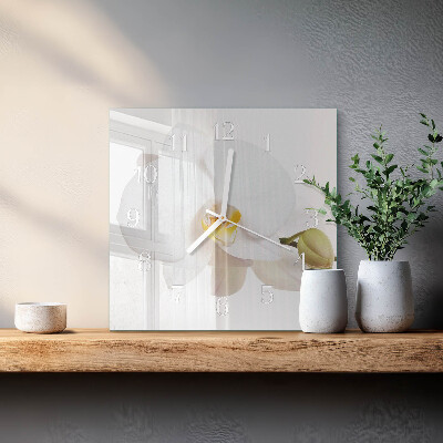 Glass wall clock square Orchid