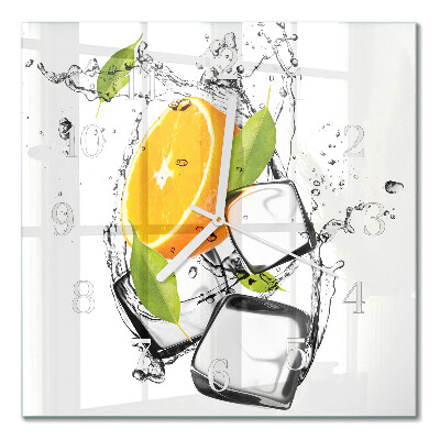 Glass wall clock square Ice