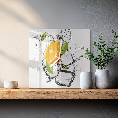 Glass wall clock square Ice