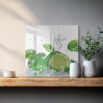 Glass wall clock square Calcium carbonate
