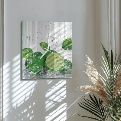 Glass wall clock square Calcium carbonate