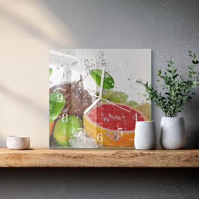 Square kitchen clock Fruit