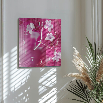 Glass clock square Flowers