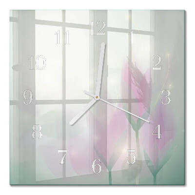 Square wall clock Flowers