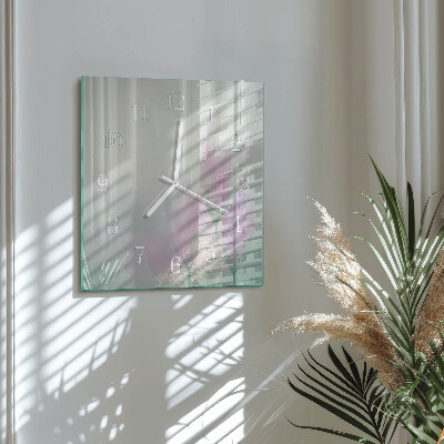 Square wall clock Flowers